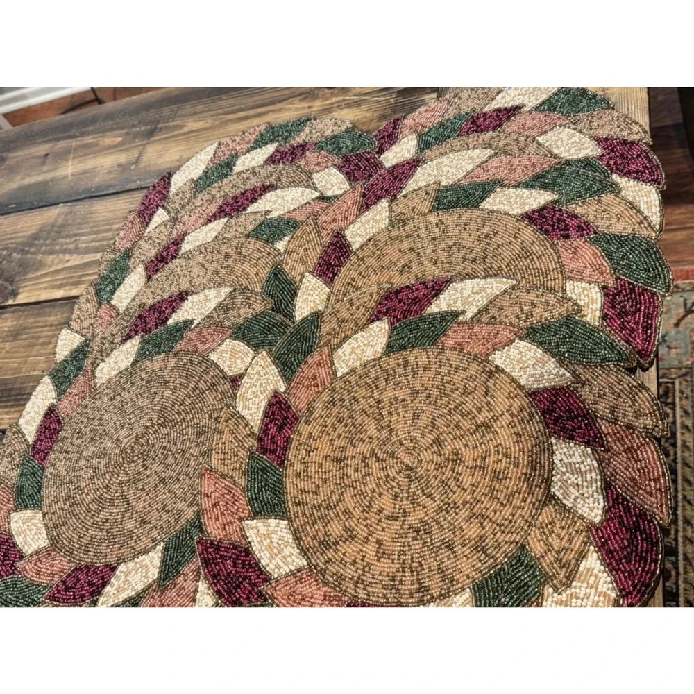 Bed Bath & Beyond Beaded Fall Table Runner and 6 Placemats Set Autumn‎ Harvest